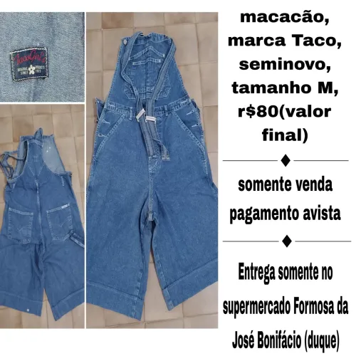 Macacão jeans feminino marca Taco Tam M seminovo r$80(valor final)