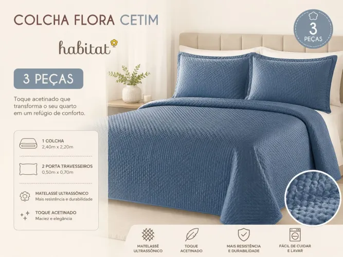 Colcha flora cetim tamanhos diversos 