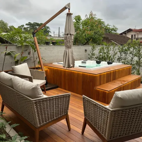 Conjunto de sofá modelo Nápoli corda nautica área externa moveis 