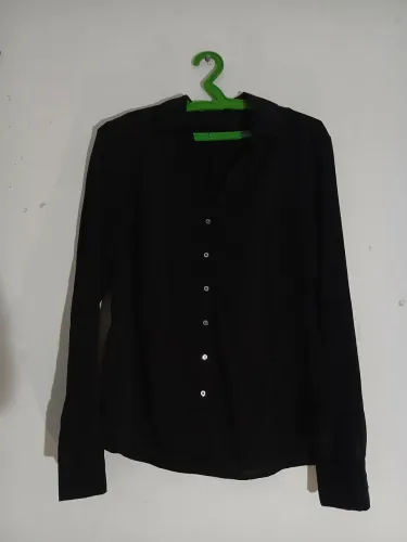 Camisa Social Feminina Preta de manga longa