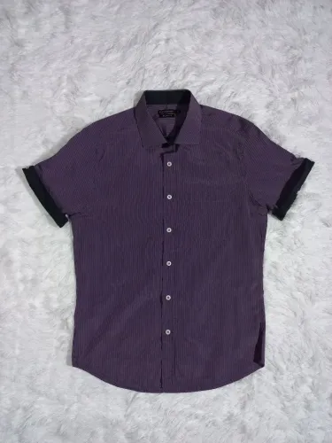 Camisa Lilás Manga Curta Masculina M