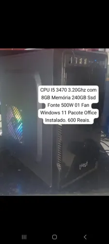 CPU I5 3470 com 8GB Memória 240GB Ssd
