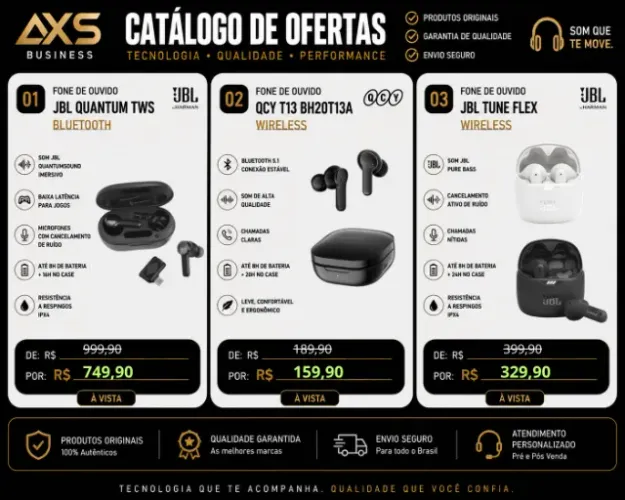 Promoção de Fones de Ouvido! Os pedidos serão enviados na quinta feira! Não perca!