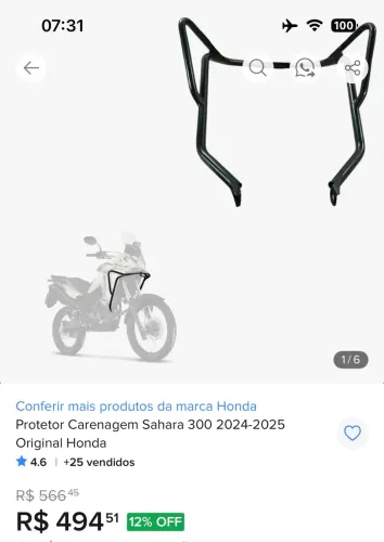Suporte carenagem sahara 300