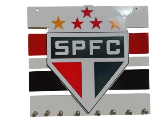Suporte Porta Chaves de Madeira Modelo São Paulo Com 8 Pinos