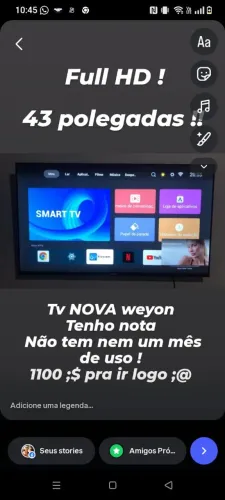TV WEYON NOVA TEM NEM 30 DIAS DE USO