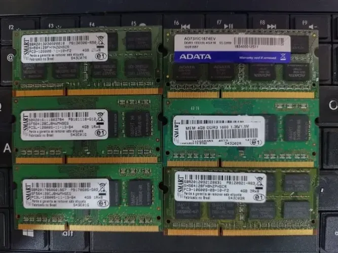 Seis (6) Memórias Notebook 4GB DDR3 - (Testadas funcionando)