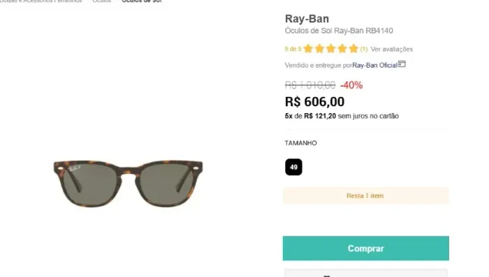 Óculos De Sol Ray-ban Rb4140