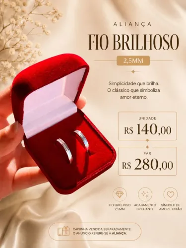 Aliança Fio Brilhoso 2.5mm Prata 925 (unidade)