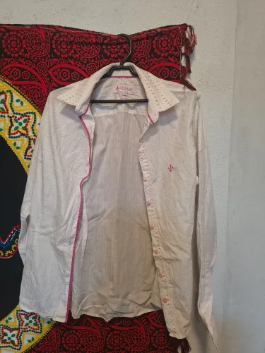 Camisa Dudalina Feminina Branca Xadrez Rosa Original