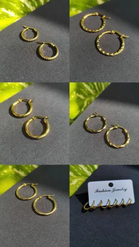 Brinco feminino de argola em aço inoxidável