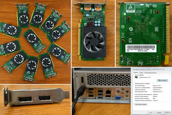 Lote - 9x Placas de Vídeo OEM NVIDIA GeForce GT 730 2GB DDR5 + 2 Brinde