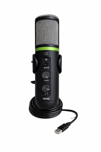 Microfone Profissional Mackie EM-USB Original + Tripé | Podcast, Stream, Estúdio