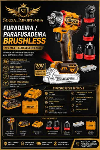 Parafusadeira/furadeira Multi cabeçote ingco 20V