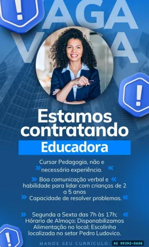 CENTRO DE EDUCAÇÃO INFANTIL ABRE VAGAS PARA: