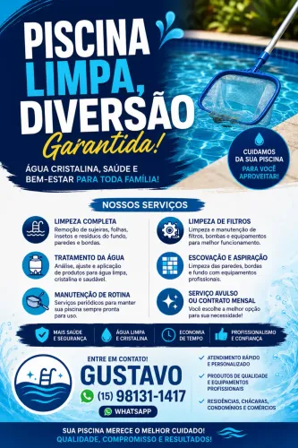Piscineiro (serviços em piscinas , limpezas de piscina  etc)