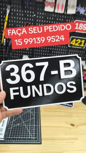 Placa numérica Residencial com nome da rua 22x13 cm 