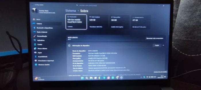 Ideapad 1 | i5 12ª | NVME 512GB | 8GB