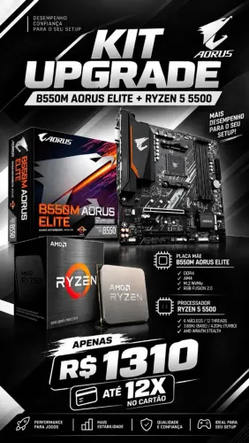KIT UPGRADE B550M AORUS ELITE + RYZEN 5 5500 LACRADOS @zathurainformatica