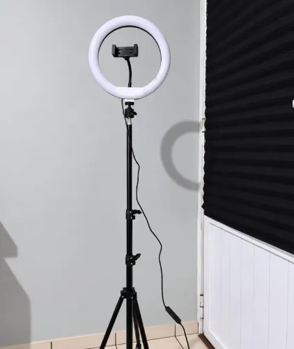 Ring Light 26cm(10) com tripé de 2,10 me suporte de celular