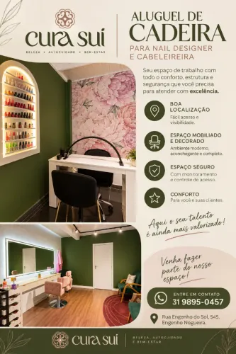 Aluguel de cadeira para Cabeleireira e Manicure e Pedicure para atendimento de clientes.