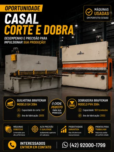 Conjunto Guilhotina + Dobradeira Braffemam 2003 - Corte e Dobra Industrial