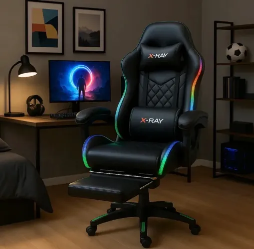 Cadeira Gamer E Escritório X-ray Fit Com Led Rgb Ergonômica Cor Preta 