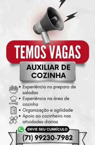 Vaga para auxiliar de cozinha 