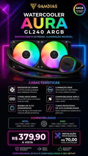 Watercooler Gamdias ARGB 240mm - LACRADO