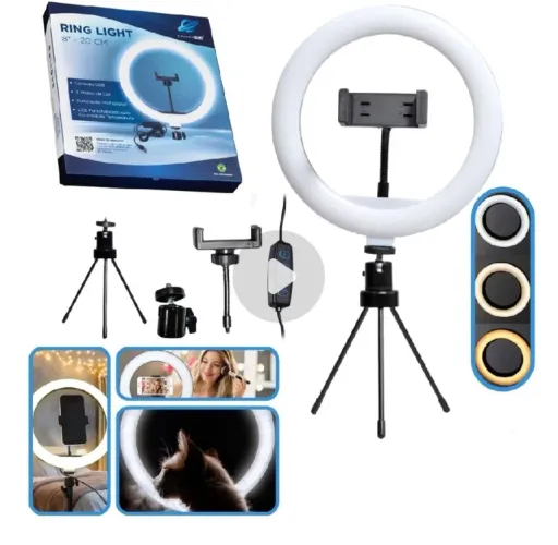Ring light com tripé de mesa _ Novo