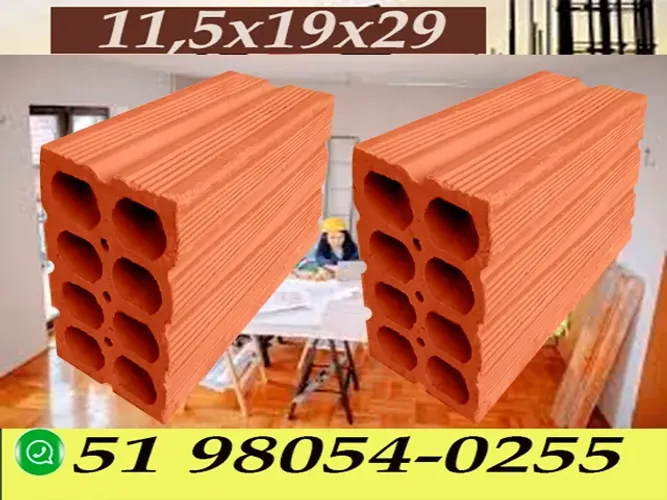 Tijolos 8 Furos 11,5x19x29 . Porto Alegre Região e Litoral.