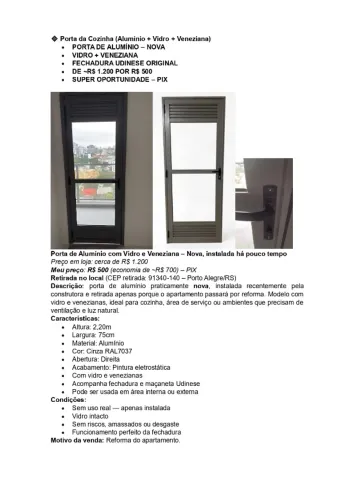 PROMOCÃO_20/06 a 22/06 Porta da Cozinha (Alumínio + Vidro + Veneziana)