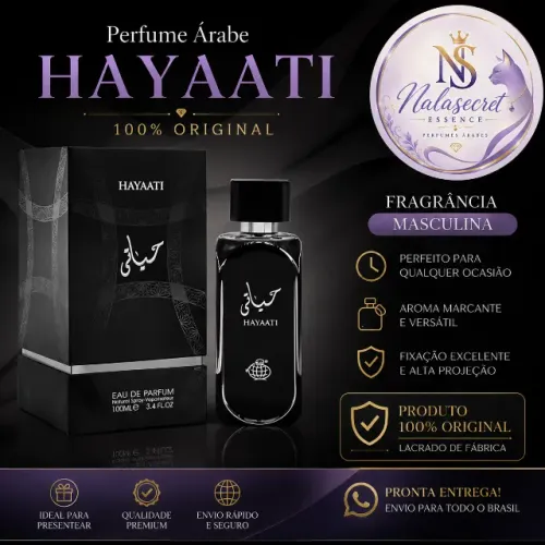 Perfume Árabe Hayaati Lattafa 100ml Masculino Original Lacrado