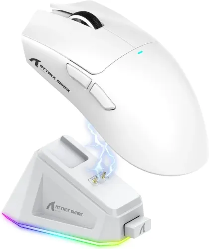 Mouse Gamer Sem fio Attack Shark X11 -Paw3311 -Rgb - Dock Carregamento - 22k DPI - Branco