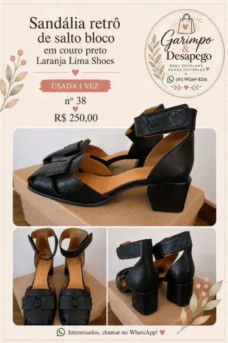 Sandália Retrô couro legítimo 38