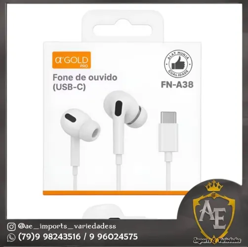 Fone de ouvido com fio Tipo C