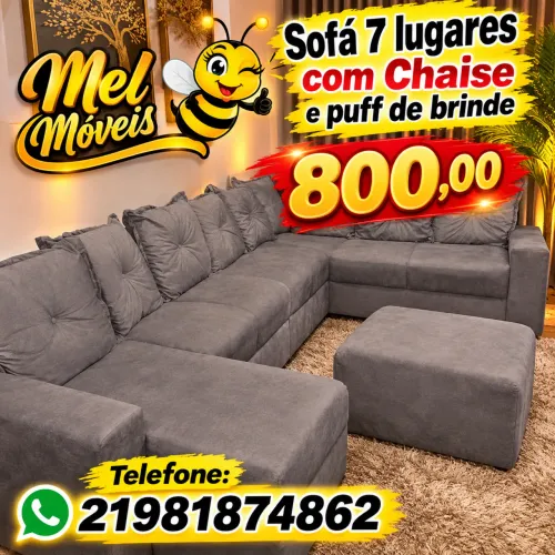 ?800,00 - canto 7 lugares com Chaise / espreguiçadeira + puff - canto gigante