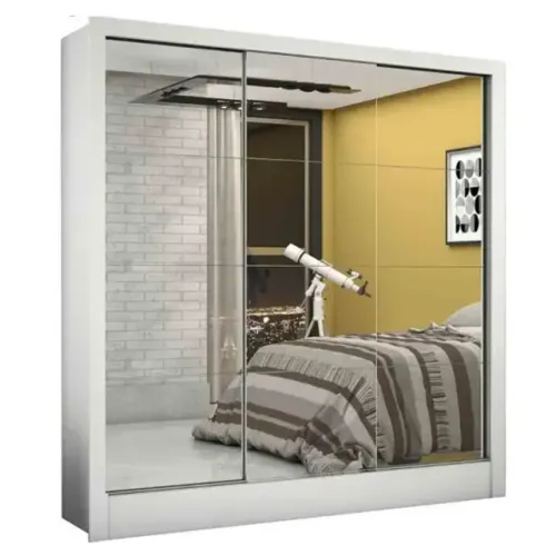 Guarda Roupa Casal Todo Espelhado 3 Portas 3 Gavetas 