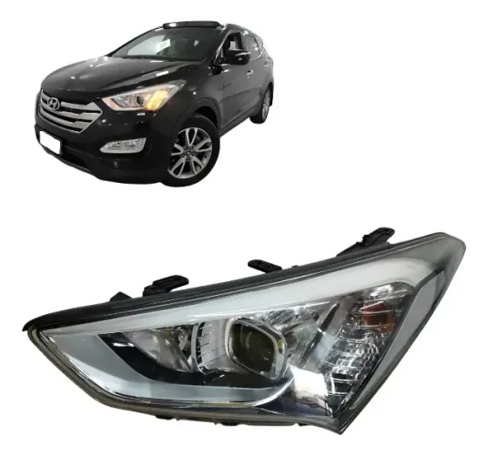 Farol Hyundai Santa Fe 2012 À 2016 Led Foco Duplo Elétrico Esquerdo/motorista