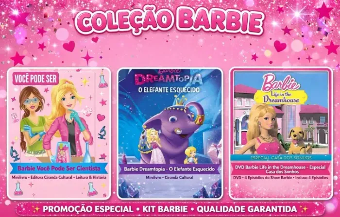 Coleção Barbie: 2 livros (minilivros) + DVD: Casa dos Sonhos (inclui 4 episódios do show)