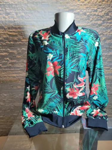 Casaco feminina floral em malha fria G