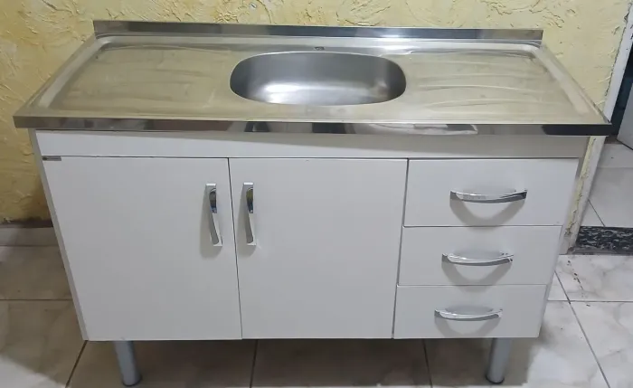 Pia inox + gabinete mdf