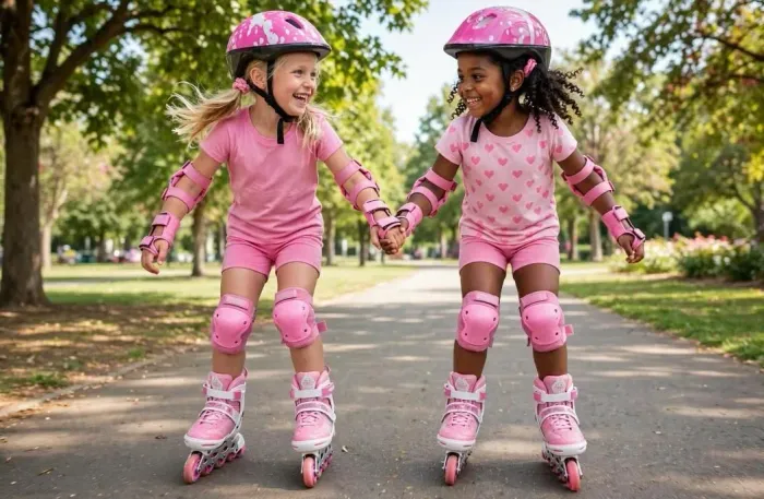 Patins infantil regulável com led completo 