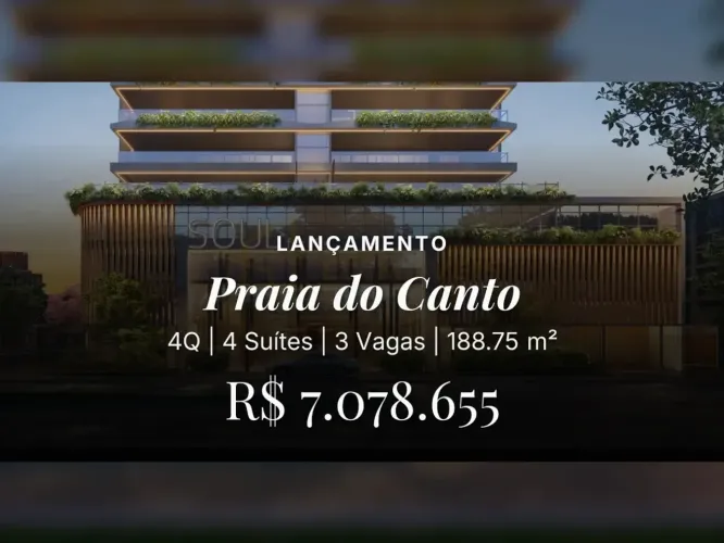 Praia do Canto: Apartamento com 4 suítes e lazer completo!
