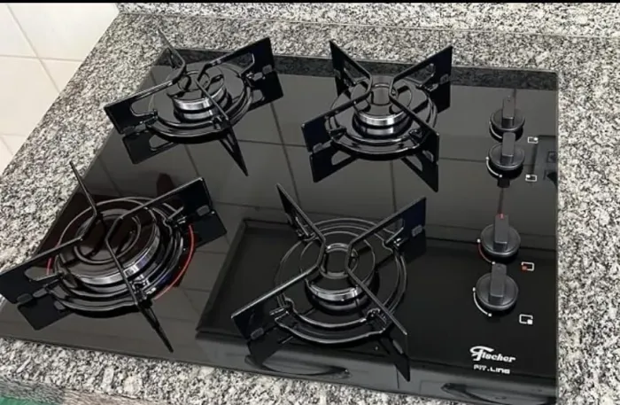 Cooktop Fischer 4 Bocas Fit Line Vidro Preto + Armário de Brinde