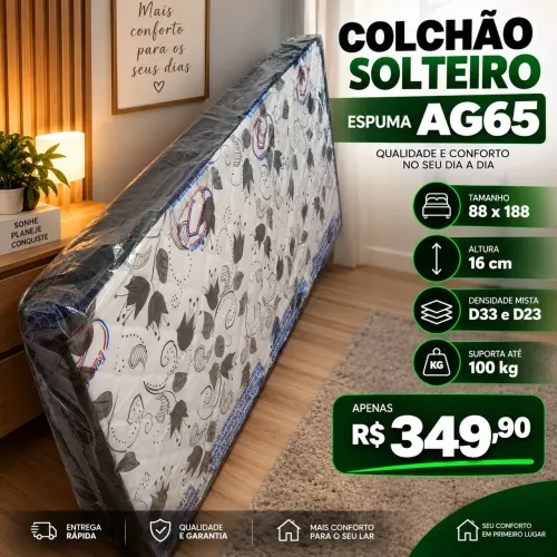 colchão solteiro AG65 88x188 altura 16cm