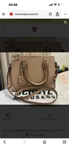 Bolsa Schutz New Lorena Pequena em Couro Amêndoa Original