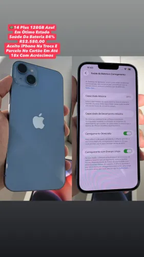 iPhone 14 Plus 128GB Azul ( Em Ótimo Estado ) Usado