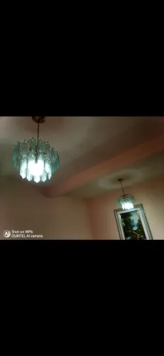 Vendo Par de Lustre Luminária Para Sala em Vidro cor Âmbar Jateado e metal em B.C. centro
