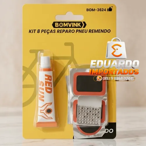 Kit com 8 Peças para Reparo de Pneu, Remendo Bicicleta